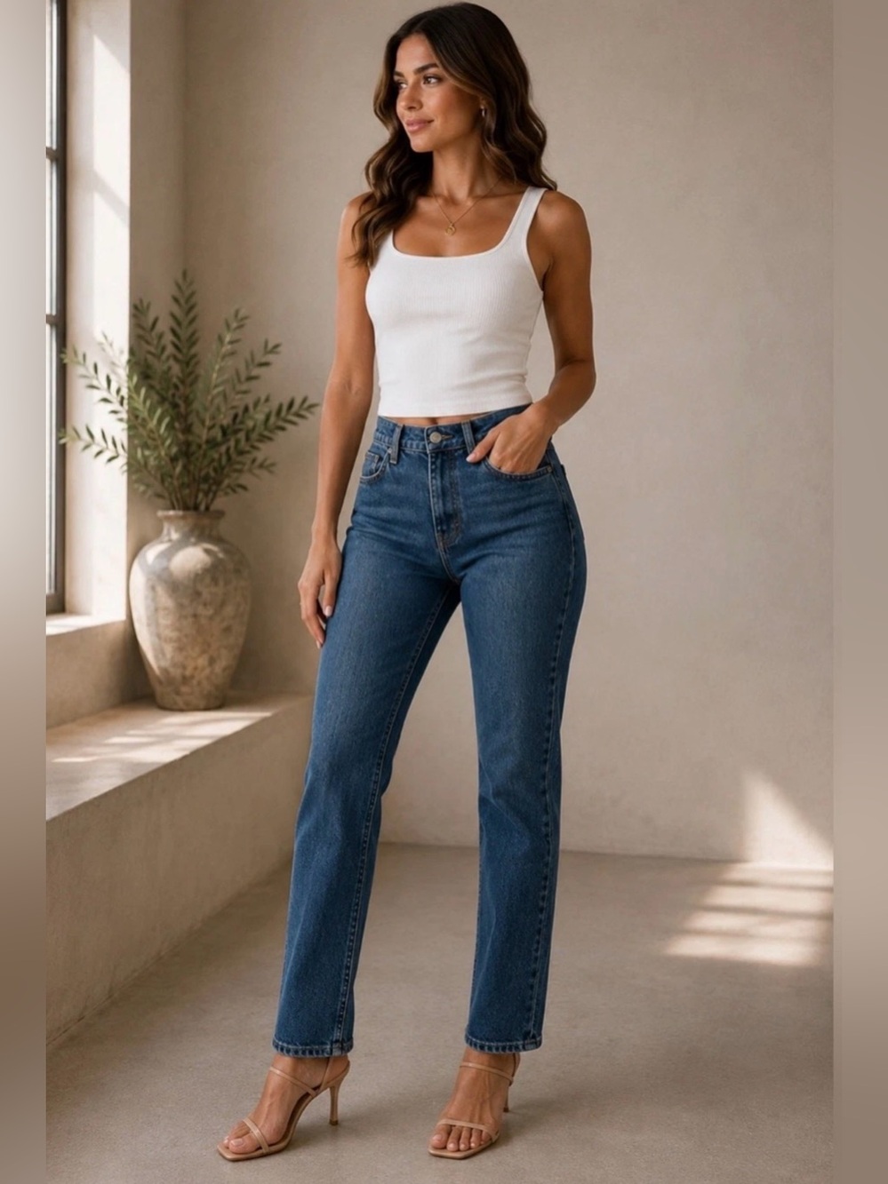 $178 REFORMATION Medium Wash JAX Straight Leg High Waist Blue Jeans Size 28